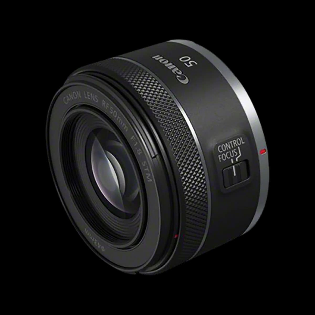 Objectif Canon RF 50mm F1.8 STM, vue de profil